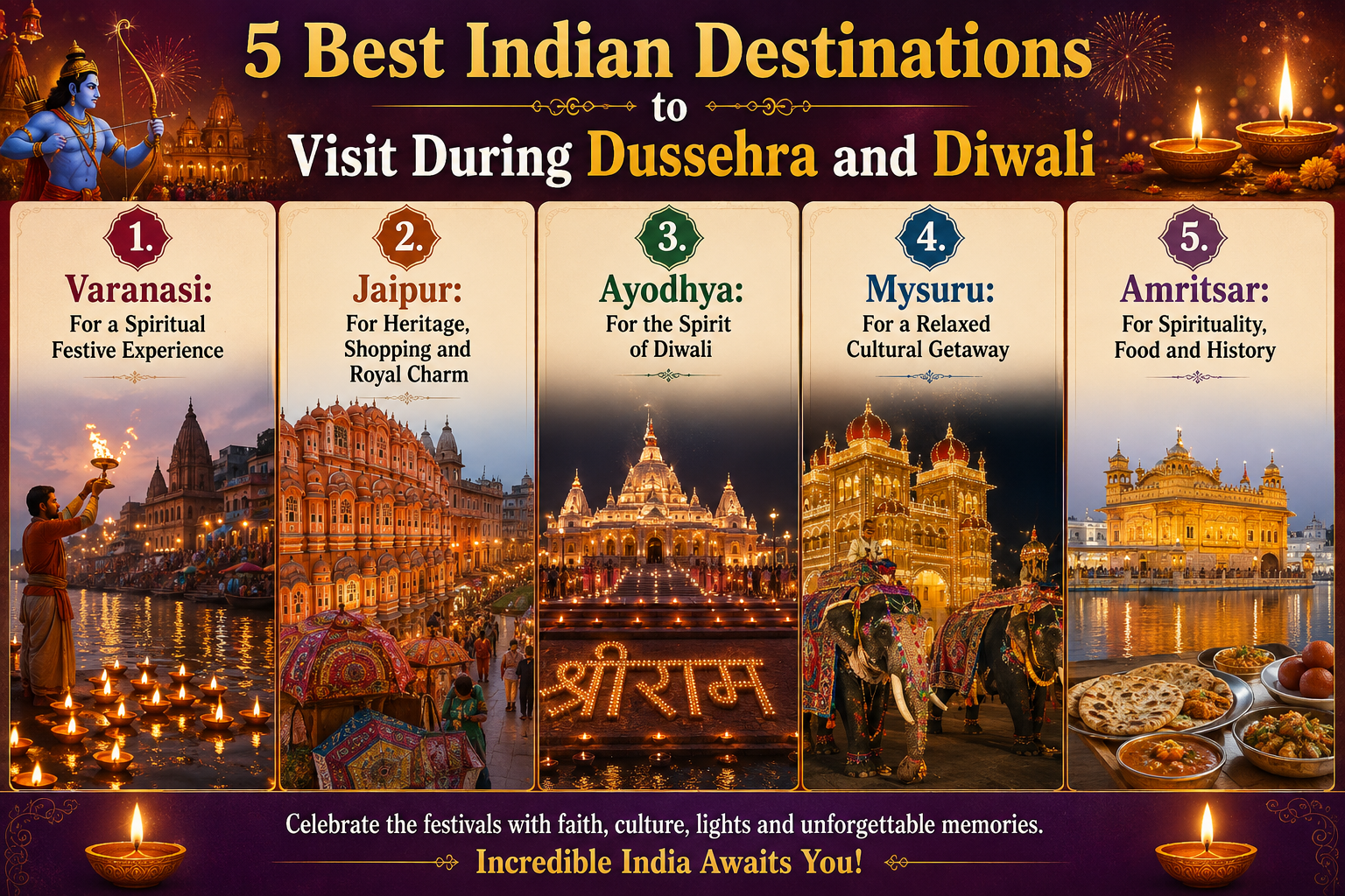 5 Best Indian Destinations to Visit During Dussehra and Diwali